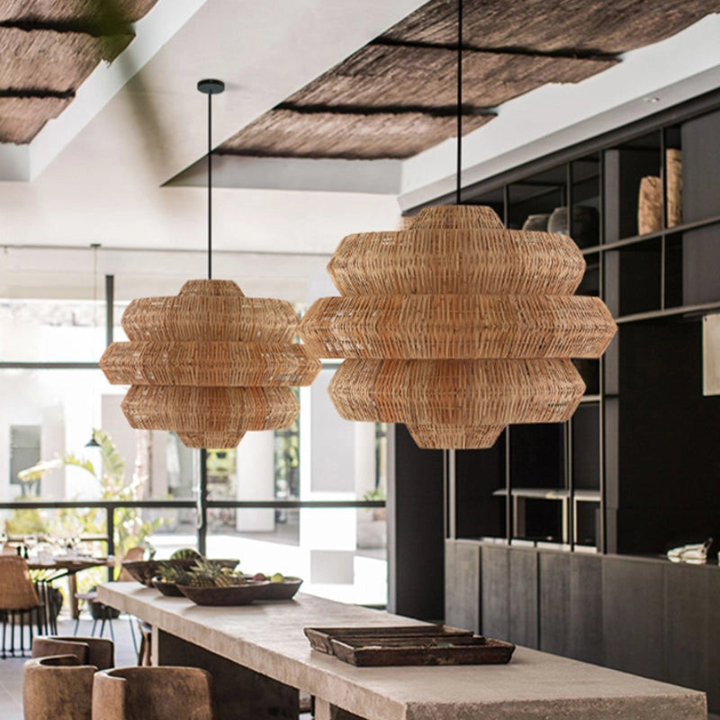 Rattia Multi-Tiered Honeycomb-Shaped Pendant Light