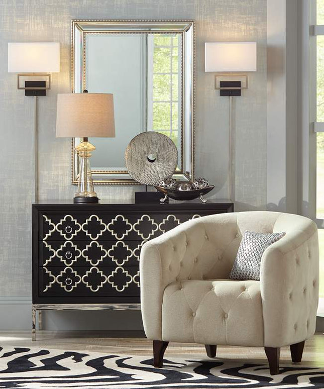 Possini Euro Trixie Brushed Nickel Rectangle Plug-In Wall Lamps Set of 2