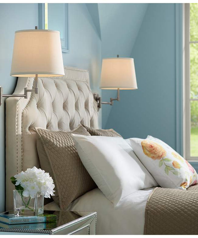 360 Lighting Oray Brushed Nickel Swing Arm Plug-In Wall Lamps Set of 2