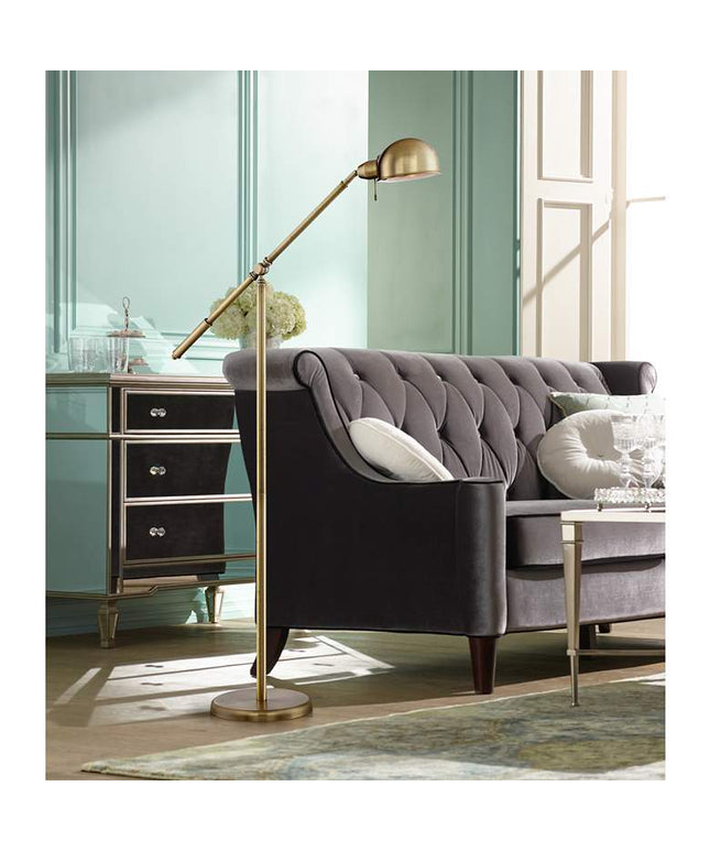 360 Lighting Dawson Antique Brass Adjustable Boom Arm Pharmacy Floor Lamp