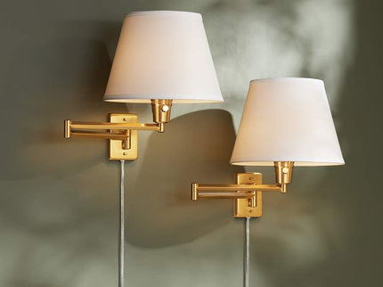 360 Lighting Valentine Warm Gold Swing Arm Plug-In Wall Lamps Set of 2