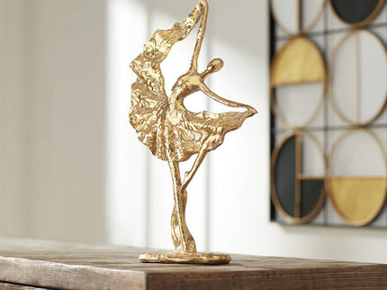 Dancer with Skirt 17 1/2" High Shiny Gold Statue