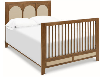 M24801NLPSEW,Namesake,Eloise 4-in-1 Convertible Crib in Natural Walnut & Performance Sand Eco-Weave