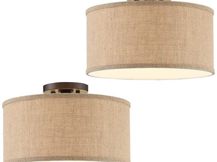 360 Lighting Adams Burlap Drum Shade Ceiling Lights Set of 2