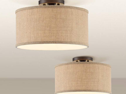 360 Lighting Adams Burlap Drum Shade Ceiling Lights Set of 2
