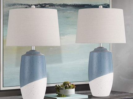 360 Lighting Aegean 28" High Coastal Blue Ceramic Table Lamp Set of 2
