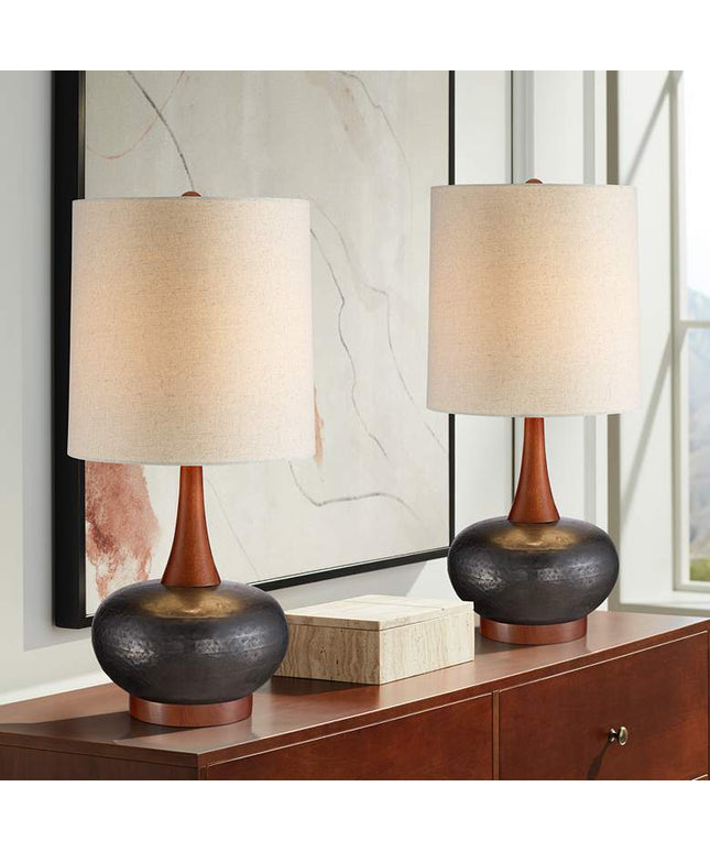 360 Lighting Andi 24 1/2" Brown Gourd Modern Ceramic Lamps Set of 2