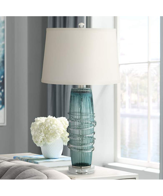 360 Lighting Artic Blue Sea Handcrafted Modern Glass Table Lamp