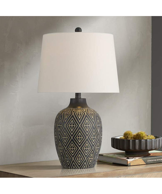 360 Lighting Benito 23 1/2" High Diamond Pattern Jar Table Lamp