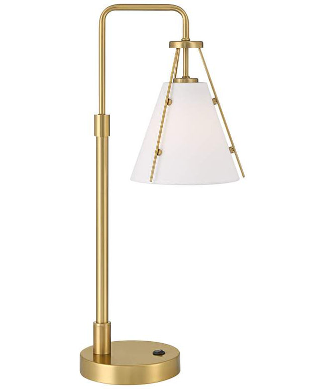 360 Lighting Brynn 25 1/2" High Cone Shade and Brass Dual USB Lamp