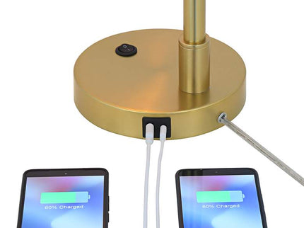 360 Lighting Brynn 25 1/2" High Cone Shade and Brass Dual USB Lamp