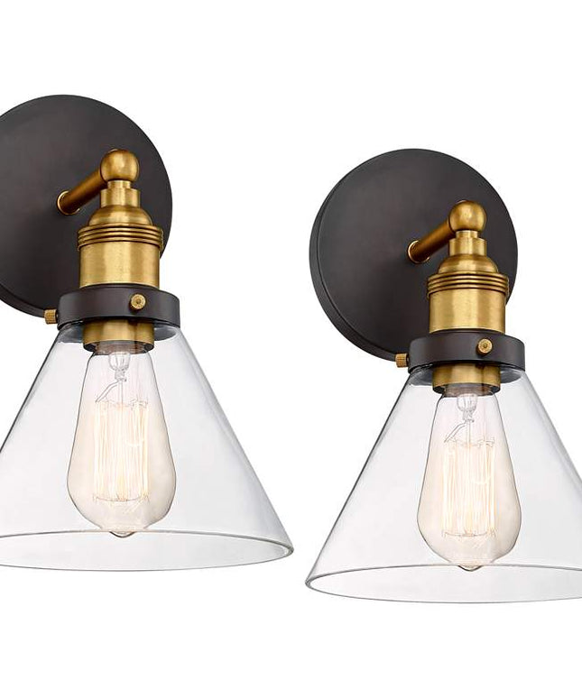 360 Lighting Burke 10 3/4" Bronze Warm Brass LED Wall Sconces Set of 2