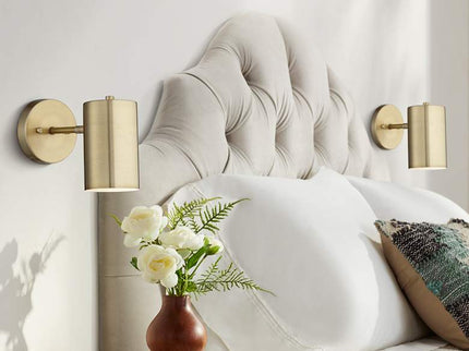 360 Lighting Carla 7" High Polished Brass Hardwire Wall Lamps Set of 2