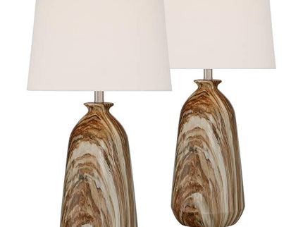 360 Lighting Carlton 28" Brown Faux Marble Table Lamps Set of 2