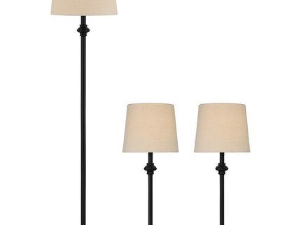 360 Lighting Carter Black and Cream 3-Piece Floor and Table Lamp Set