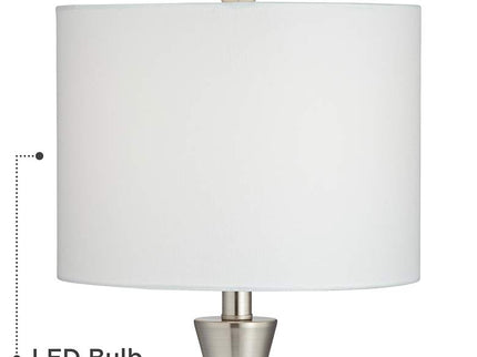 360 Lighting Gerson Brushed Nickel LED Table Lamps with Dimmers Set of 2