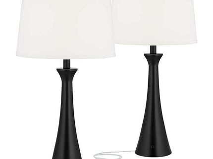 360 Lighting Karl 28 1/4" Black Finish Outlet-USB Table Lamps Set of 2