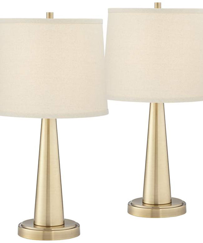 360 Lighting Karla 25" Brass Finish Modern USB Table Lamps Set of 2