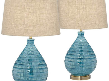 360 Lighting Kayley 24" High Modern Blue Ceramic Table Lamps Set of 2