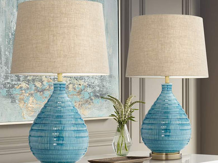 360 Lighting Kayley 24" High Modern Blue Ceramic Table Lamps Set of 2