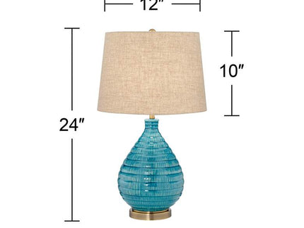 360 Lighting Kayley 24" High Modern Blue Ceramic Table Lamps Set of 2