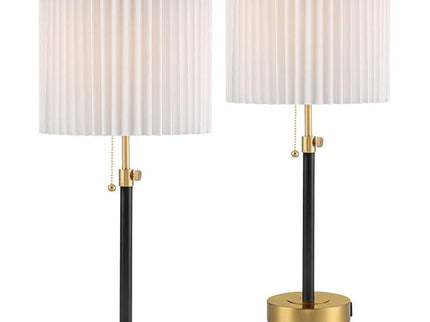 360 Lighting Lenore Adjustable Height Black and Gold USB Lamps Set of 2