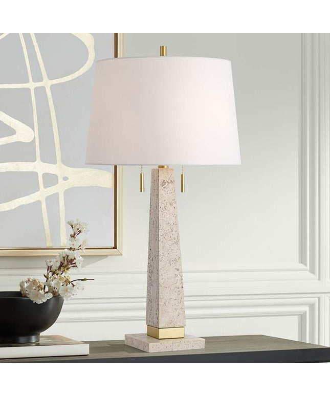 360 Lighting Lorena 29 1/4" Modern Brass and Sandstone Table Lamp