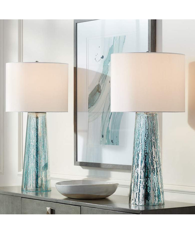 360 Lighting Marcus 30" Tapered Column Mercury Glass Lamps Set of 2
