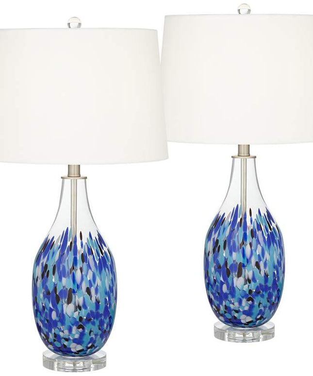 360 Lighting Marnie 27 3/4" Blue Art Glass Table Lamps Set of 2