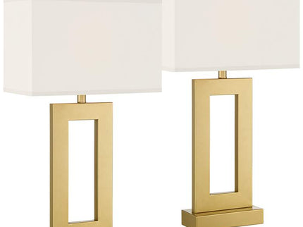360 Lighting Marshall Modern Luxe Gold Open Rectangle Table Lamps Set of 2