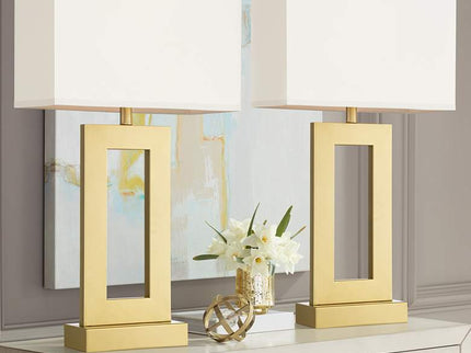 360 Lighting Marshall Modern Luxe Gold Open Rectangle Table Lamps Set of 2