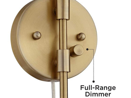 360 Lighting Marybel Antique Brass Plug-In Swing Arm Wall Lamps Set of 2