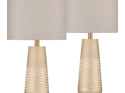 360 Lighting Mira 25 1/4" Textured Gold Modern Table Lamps Set of 2