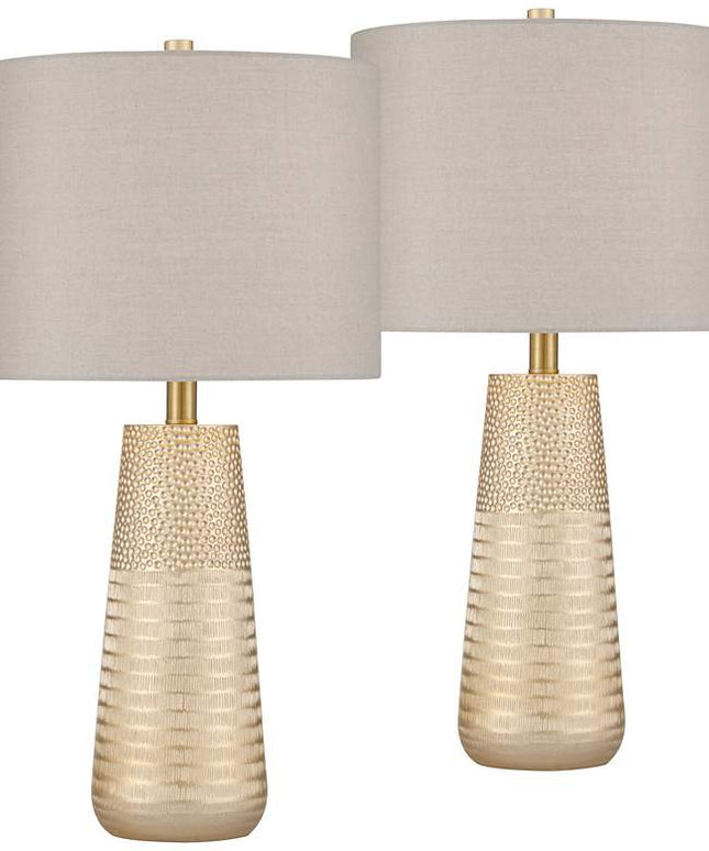 360 Lighting Mira 25 1/4" Textured Gold Modern Table Lamps Set of 2