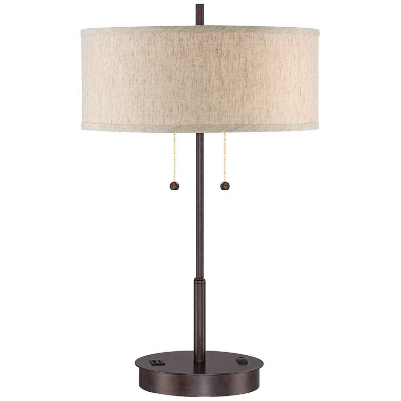 360 Lighting Nikola 23 1/2" Bronze Outlet and USB Ports Table Lamp
