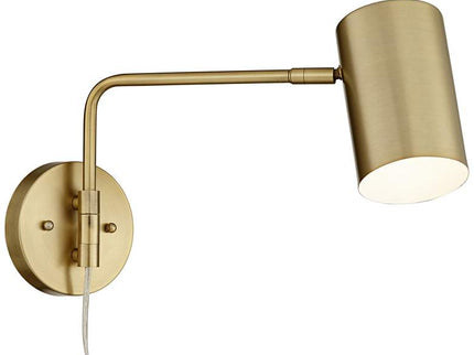 360 Lighting Patt Brushed Brass Swing Arm Plug-In Wall Lamps Set of 2