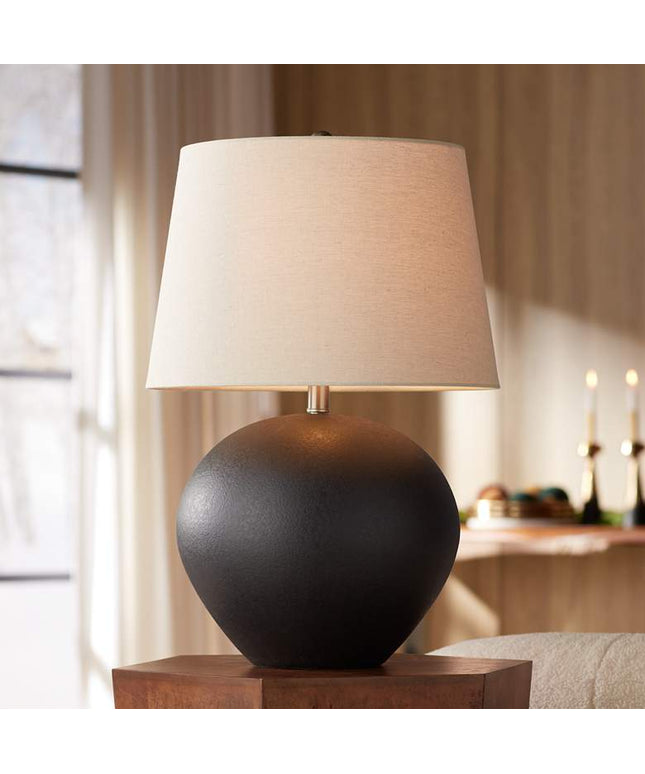360 Lighting Paulo 24 1/2" High Matte Black Ceramic Pot Table Lamp