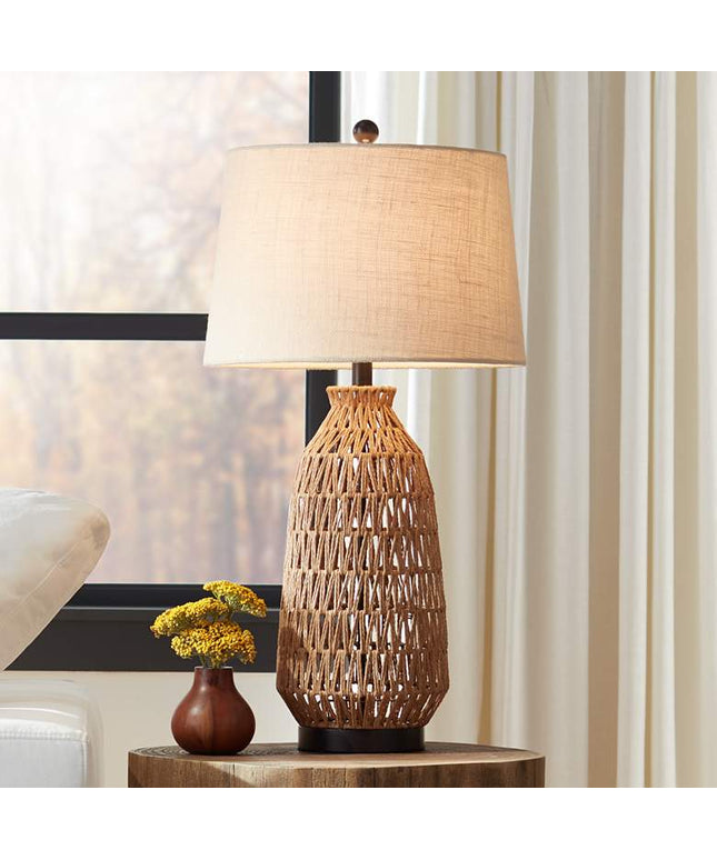 360 Lighting San Carlos 29" Modern Coastal Rattan Wicker Table Lamp