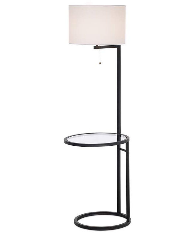 360 Lighting Space Saver 62" High Glass Tray Table Floor Lamp