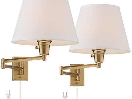 360 Lighting Valentine Warm Gold Swing Arm Plug-In Wall Lamps Set of 2
