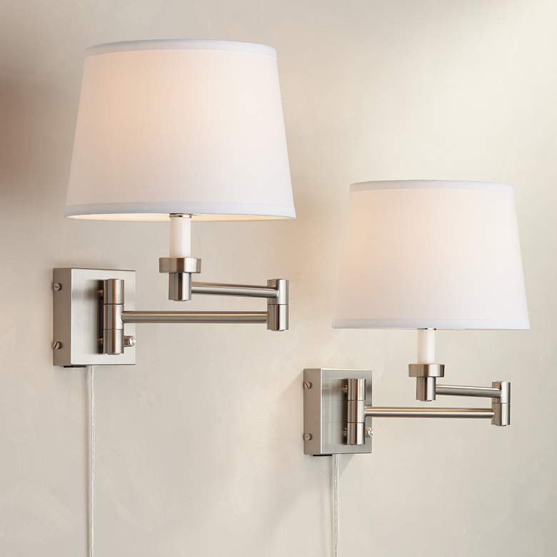360 Lighting Vero Nickel Swing Arm Plug-In USB Wall Lamps Set of 2