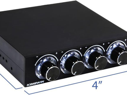 Kingwin 4-Channel Fan Controller – LED Display, 3.5" Bay, Independent Knob Control, Easy Setup