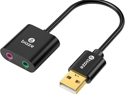 USB to 3.5mm Jack Audio Adapter External Sound Card with 3.5mm Headphone and Microphone TRS Jack to USB Compatible with Windows, Laptops, Desktops Windows, MAC, Linux, PC, PS5, PS4