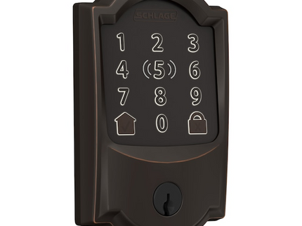 Schlage Encode Plus Camelot Aged Bronze Smart Wi-Fi and Bluetooth Touchscreen Keypad Electronic Deadbolt Lock