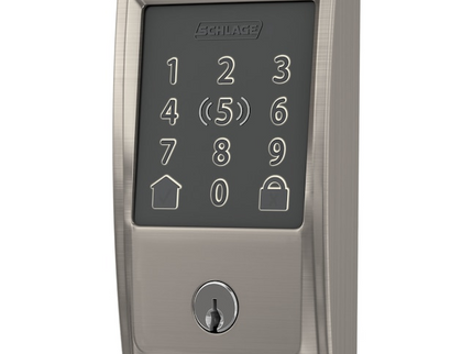 Schlage Encode Plus Century Satin Nickel Smart Wi-Fi and Bluetooth Touchscreen Keypad Electronic Deadbolt Lock