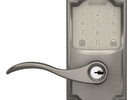Schlage Encode Lever Camelot-Accent Satin Nickel Smart Wi-Fi and Bluetooth Touchscreen Keypad Electronic Handle Lock