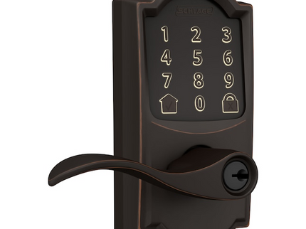 Schlage Encode Lever Camelot-Accent Aged Bronze Smart Wi-Fi and Bluetooth Touchscreen Keypad Electronic Handle Lock
