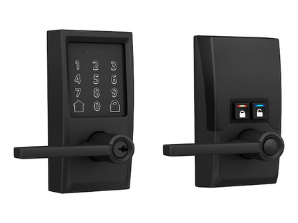 Schlage Encode Lever Century-Latitude Matte Black Smart Wi-Fi and Bluetooth Touchscreen Keypad Electronic Handle Lock