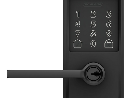 Schlage Encode Lever Century-Latitude Matte Black Smart Wi-Fi and Bluetooth Touchscreen Keypad Electronic Handle Lock