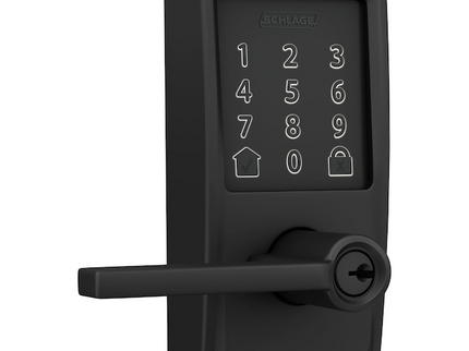 Schlage Encode Lever Century-Latitude Matte Black Smart Wi-Fi and Bluetooth Touchscreen Keypad Electronic Handle Lock
